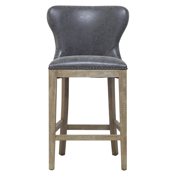 Dorsey Faux Leather Counter Stool - Stylish Kitchen Seating with Driftwood Legs, Fully Assembled