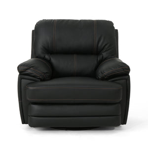 Elodie Faux Leather Swivel Power Glider Recliner, Black Noble House