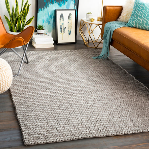 Ozark OZK-2300 Modern Viscose, Wool Rug OZK2300-913 Light Gray, Ivory 50% Viscose, 50% Wool 9' x 13'