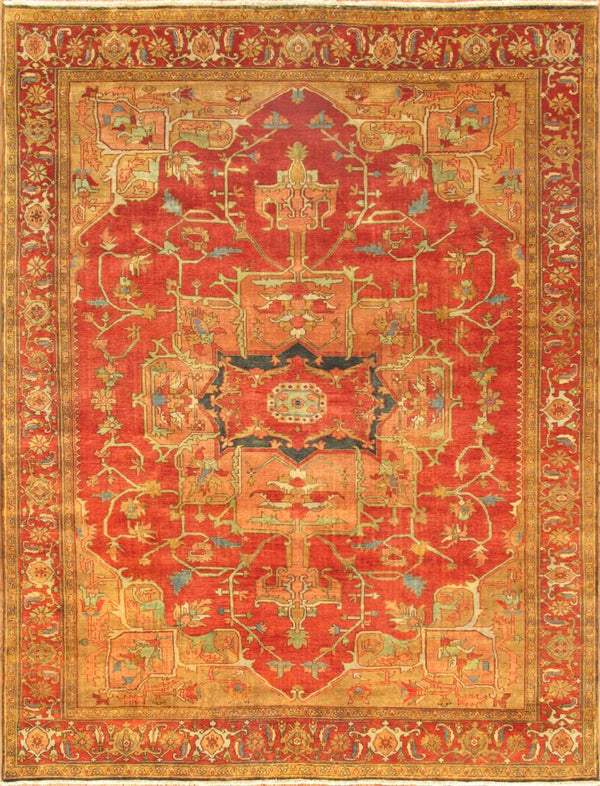 Pasargad Antique Azerbaijan Rust Lamb's Wool Area Rug P-2 12X15-PASARGAD