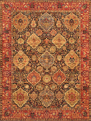 Pasargad Azerbaijan Collection Hand-Knotted Lamb's Wool Area Rug , Ivory P-LAVAR 8X10-PASARGAD