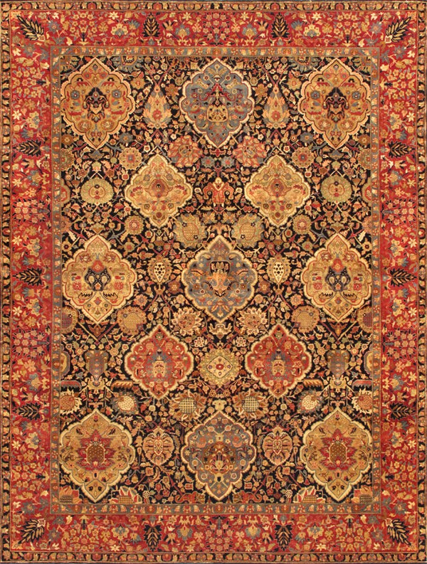 Pasargad Azerbaijan Collection Hand-Knotted Lamb's Wool Area Rug , Ivory P-LAVAR 8X10-PASARGAD