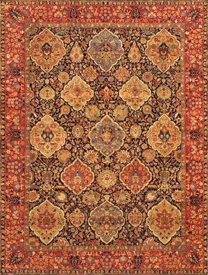 Pasargad Azerbaijan Collection Hand-Knotted Lamb's Wool Area Rug , Ivory P-LAVAR 8X10-PASARGAD