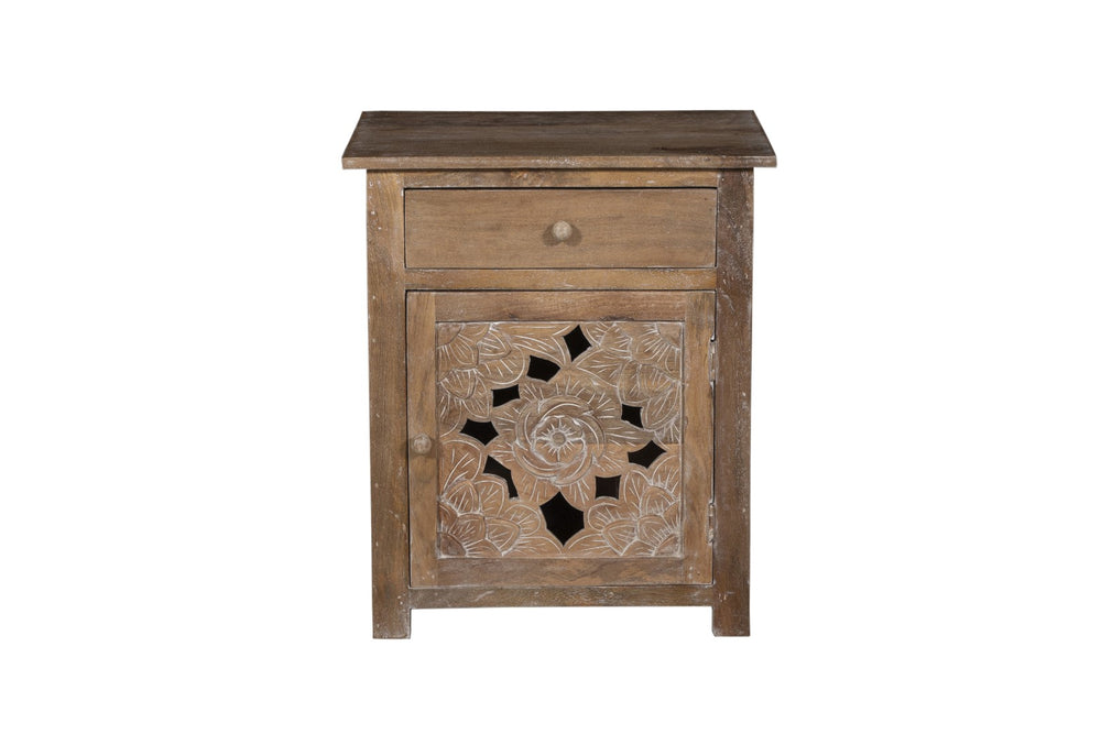 Porter Designs Dahlia Solid Wood Vintage Nightstand Brown 04-196-04-BCC02