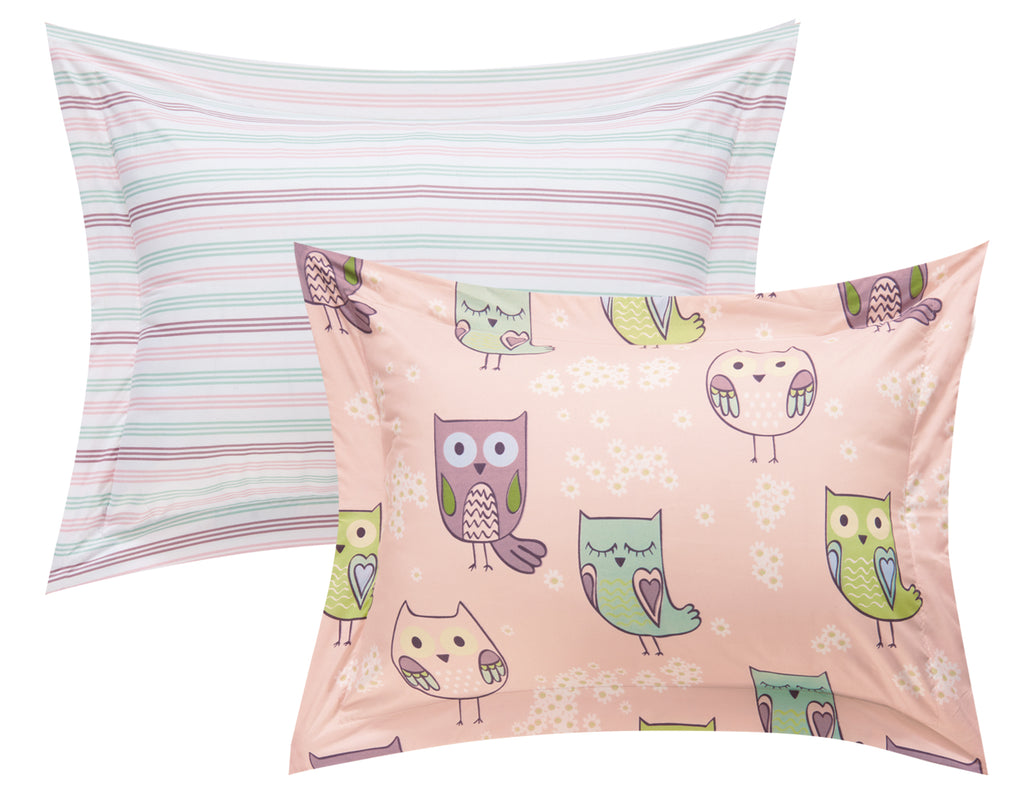 Owl Forest Pink Full 8pc Comforter Set