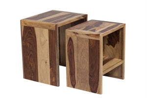 Porter Designs Sheesham Accents Solid Wood Set of 2 Nesting Natural End Table Natural 07-116-11-PDU07