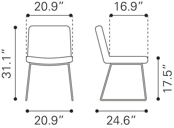 Zuo Modern Joy 100% Polyurethane, Plywood, Steel Modern Commercial Grade Dining Chair Set - Set of 2 White 100% Polyurethane, Plywood, Steel