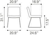 English Elm EE2917 100% Polyurethane, Plywood, Steel Modern Commercial Grade Dining Chair Set - Set of 2 White 100% Polyurethane, Plywood, Steel