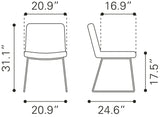 Zuo Modern Joy 100% Polyurethane, Plywood, Steel Modern Commercial Grade Dining Chair Set - Set of 2 White 100% Polyurethane, Plywood, Steel