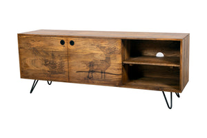 Porter Designs Alpine Solid Wood Transitional TV Stand Natural 06-215-10-5547