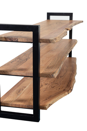 Porter Designs Manzanita Live Edge Solid Acacia Wood Natural TV Stand Natural 06-196-10-BS64N