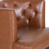 Clough Contemporary Faux Leather Tufted Accent Chairs, Cognac Brown and Dark Brown Noble House