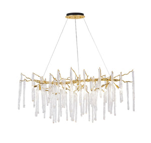 Bethel Soild Brass Chandelier in Aluminum & Glass