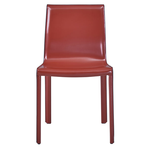 Gervin Recycled Leather Chair Set of 2 - Modern Minimalist Design with Sturdy Steel Frame