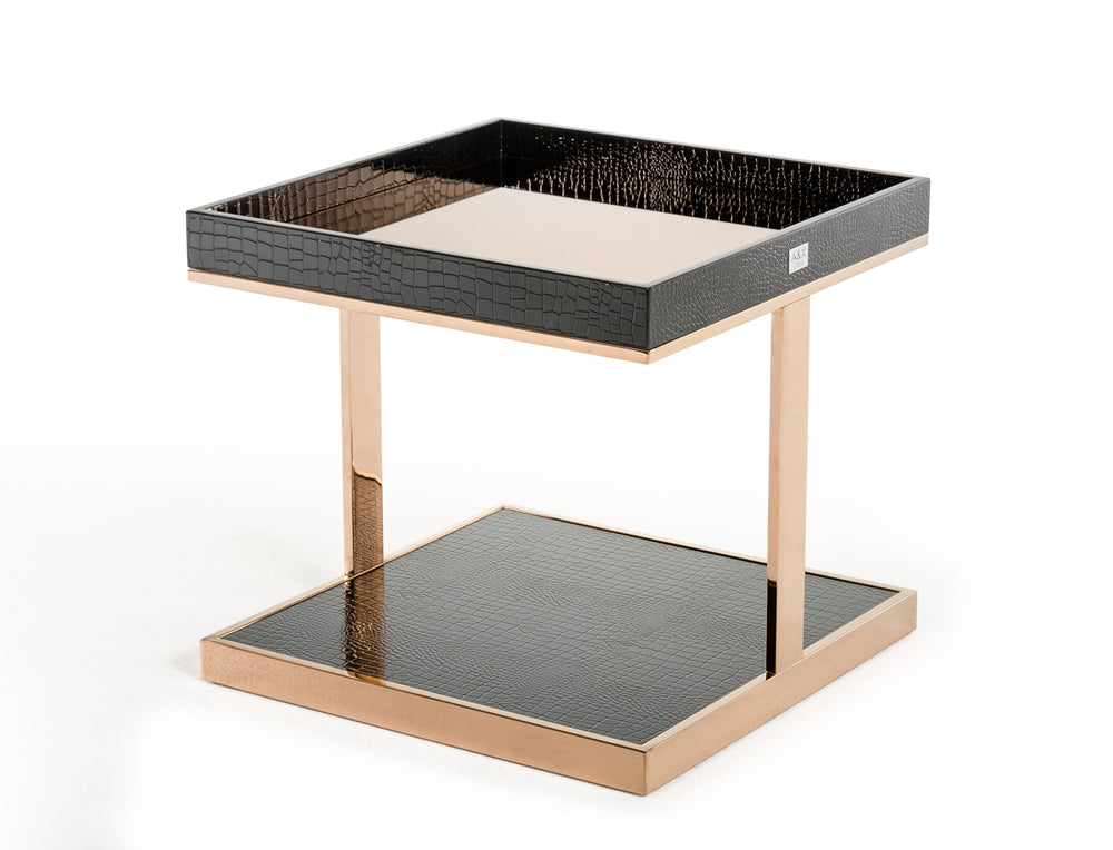 VIG Furniture A&X Padua Modern Large Black & Rosegold End Table VGUNCK810-60