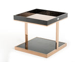 A&X Padua Modern Large Black & Rosegold End Table