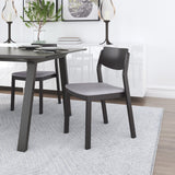 English Elm EE2827 100% Polyester, Rubberwood Scandinavian Commercial Grade Dining Chair Set - Set of 2 Gray, Black 100% Polyester, Rubberwood