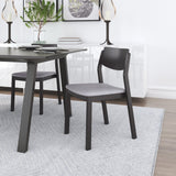 Zuo Modern Desdamona 100% Polyester, Rubberwood Scandinavian Commercial Grade Dining Chair Set - Set of 2 Gray, Black 100% Polyester, Rubberwood