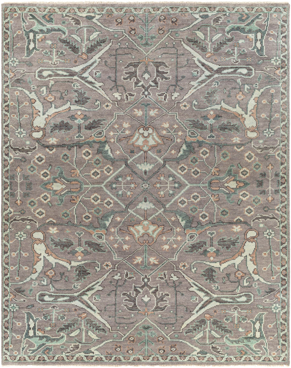 Palais PAL-2300 Traditional Wool Rug PAL2300-81012 Light Gray, Tan, Teal, Medium Gray, Camel, Eggplant 100% Wool 8'10" x 12'