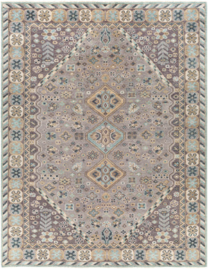 Palais PAL-2302 Traditional Wool Rug PAL2302-81012 Medium Gray, Charcoal, Aqua, Khaki, Beige, Navy 100% Wool 8'10" x 12'