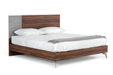 VIG Furniture Nova Domus Palermo - Modern Italian Faux Concrete & Walnut Bed VGACPALERMO-WAL-BED