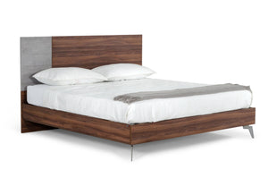 VIG Furniture Nova Domus Palermo - Eastern King Modern Italian Faux Concrete & Walnut Bed VGACPALERMO-WAL-BED-Q