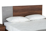 VIG Furniture Nova Domus Palermo - Modern Italian Faux Concrete & Walnut Bed VGACPALERMO-WAL-BED