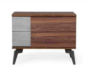VIG Furniture Nova Domus Palermo - Modern Italian Faux Concrete & Walnut Nightstand VGACPALERMO-WAL-NS