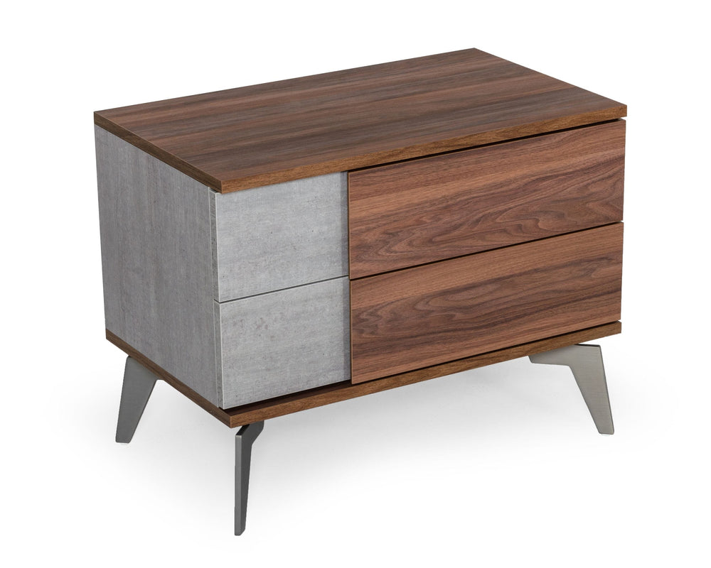 VIG Furniture Nova Domus Palermo - Modern Italian Faux Concrete & Walnut Nightstand VGACPALERMO-WAL-NS