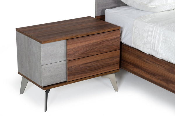 VIG Furniture Nova Domus Palermo - Modern Italian Faux Concrete & Walnut Nightstand VGACPALERMO-WAL-NS