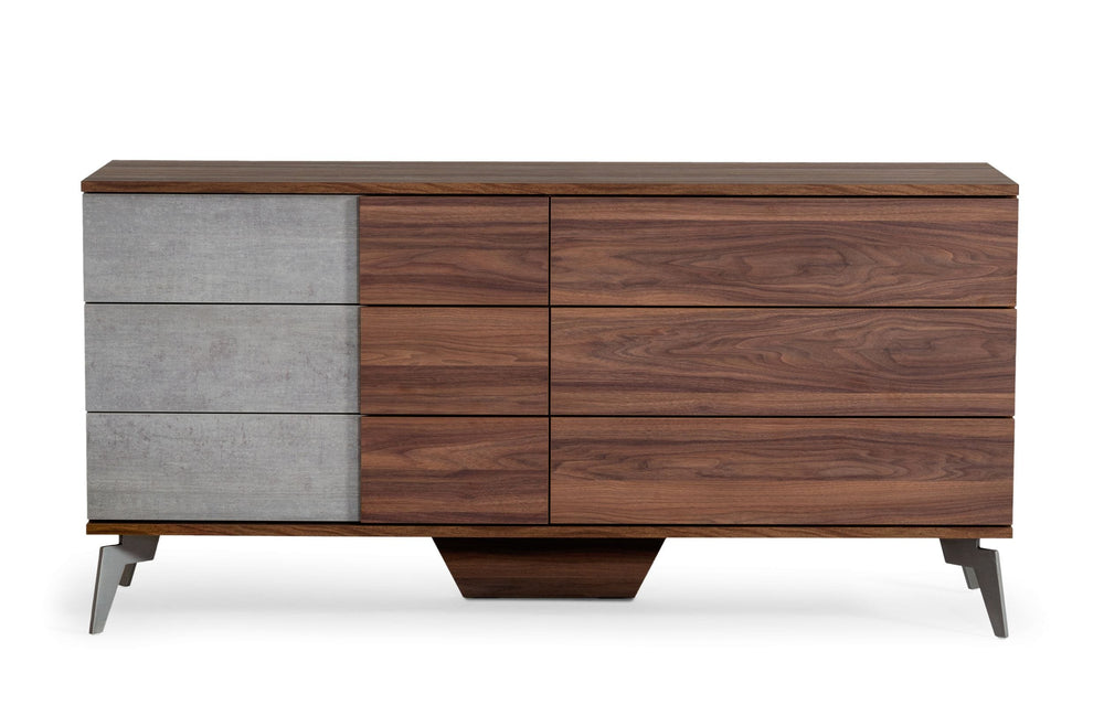 VIG Furniture Nova Domus Palermo - Modern Italian Faux Concrete & Walnut Dresser VGACPALERMO-WAL-DRS