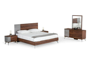 VIG Furniture Nova Domus Palermo - Modern Italian Faux Concrete & Walnut Bed VGACPALERMO-WAL-BED