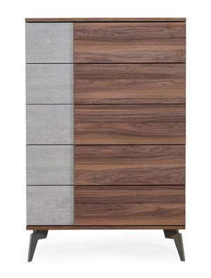 VIG Furniture Nova Domus Palermo Italian Modern Faux Concrete & Walnut Chest VGACPALERMO-WAL-CHST