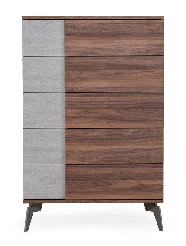 VIG Furniture Nova Domus Palermo Italian Modern Faux Concrete & Walnut Chest VGACPALERMO-WAL-CHST