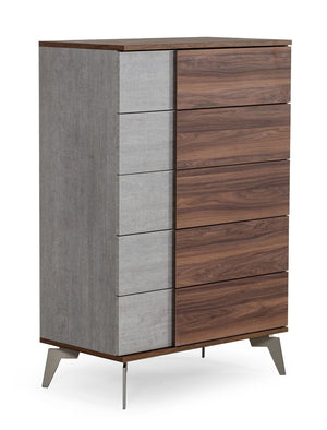 VIG Furniture Nova Domus Palermo Italian Modern Faux Concrete & Walnut Chest VGACPALERMO-WAL-CHST
