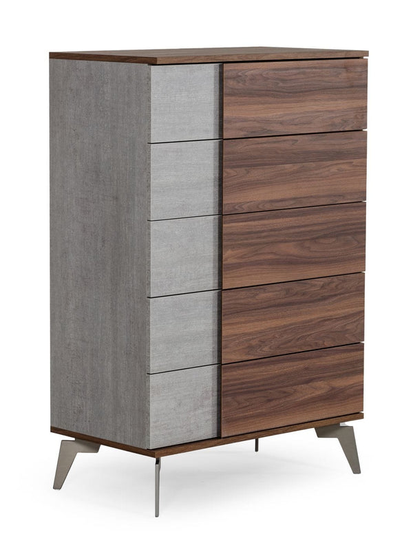 VIG Furniture Nova Domus Palermo Italian Modern Faux Concrete & Walnut Chest VGACPALERMO-WAL-CHST
