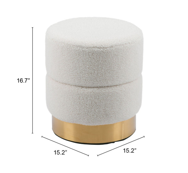 Zuo Modern Eureka 100% Polyester, Plywood, MDF, Stainless Steel Modern Ottoman Ivory 100% Polyester, Plywood, MDF, Stainless Steel