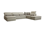 VIG Furniture David Ferrari Panorama - Italian Modern Taupe Grey Fabric and Leather Modular Sectional Sofa VGFT-PANORAMA-TG