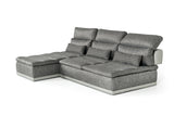 VIG Furniture David Ferrari Panorama - Italian Modern Grey Fabric + Grey Leather Modular Sectional Sofa VGFTPANORAMA-GRYGRY-2