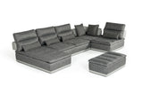 VIG Furniture David Ferrari Panorama - Italian Modern Grey Fabric + Grey Leather Modular Sectional Sofa VGFTPANORAMA-GRYGRY-2