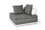 VIG Furniture David Ferrari Panorama - Italian Modern Grey Fabric + White Leather Modular Sectional Sofa VGFTPANORAMA-GRYWHT-2