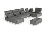VIG Furniture David Ferrari Panorama - Italian Modern Grey Fabric + White Leather Modular Sectional Sofa VGFTPANORAMA-GRYWHT-2