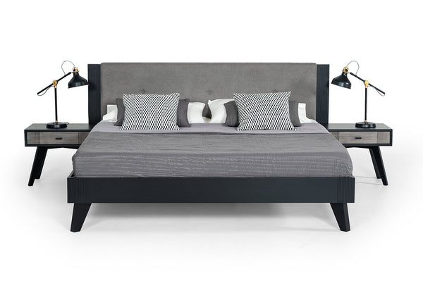 VIG Furniture Queen Nova Domus Panther Contemporary Grey & Black Bed VGMABR-77-BED-Q