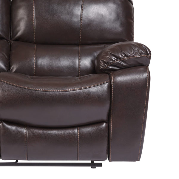 Porter Designs Ramsey Leather-Look Transitional Reclining Sofa Brown 03-112C-01-6013