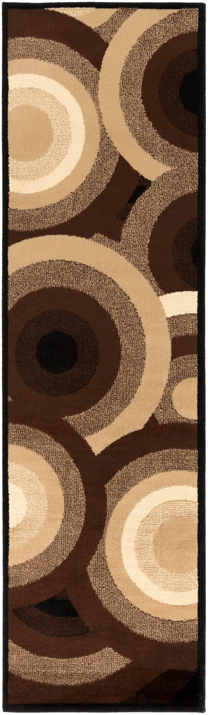 Paramount PAR-1051 Modern Polypropylene Rug PAR1051-2276 Dark Brown, Khaki, Beige, Black 100% Polypropylene 2'2" x 7'7"