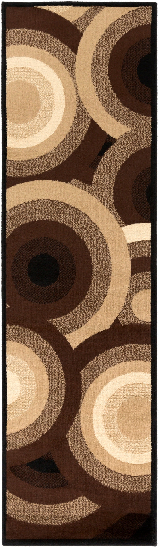 Paramount PAR-1051 Modern Polypropylene Rug PAR1051-2276 Dark Brown, Khaki, Beige, Black 100% Polypropylene 2'2" x 7'7"