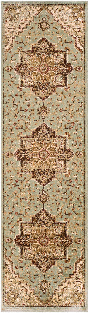 Paramount PAR-1080 Traditional Polypropylene Rug PAR1080-2276 Sage, Dark Red, Dark Brown, Khaki, Beige 100% Polypropylene 2'2" x 7'7"