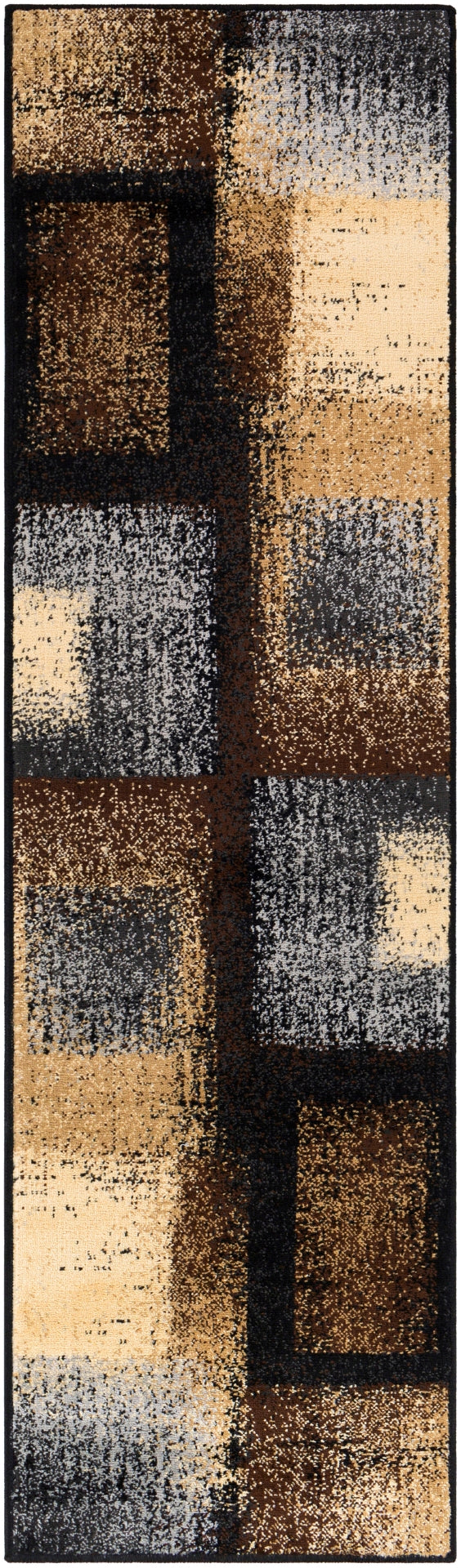Paramount PAR-1086 Modern Polypropylene Rug PAR1086-2276 Dark Brown, Black, Charcoal, Medium Gray, Khaki, Beige 100% Polypropylene 2'2" x 7'7"