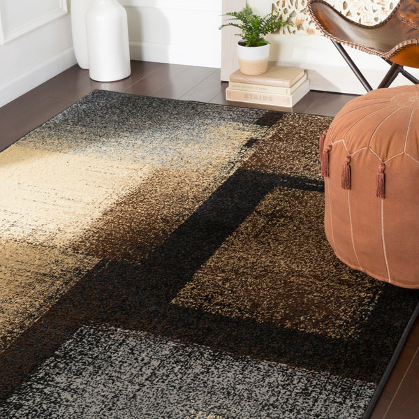 Paramount PAR-1086 Modern Polypropylene Rug PAR1086-810129 Dark Brown, Black, Charcoal, Medium Gray, Khaki, Beige 100% Polypropylene 8'10" x 12'10"