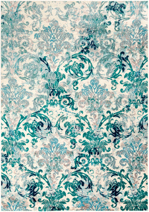 Paramount PAR-1102 Modern Polypropylene Rug PAR1102-79112 Teal, Aqua, Dark Blue, Light Gray, Cream 100% Polypropylene 7'10" x 11'2"